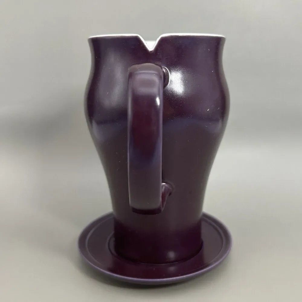 The Tea Spot Steepware 16 oz Matte Eggplant Tea Mug Lid Saucer Tea Bag Notch